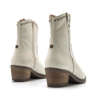 Mustang Teo White leather booties -Heel height 5cm