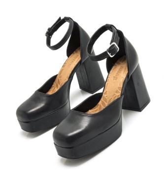 Mustang Jacqueline Black leather shoes -Height heel 9,5cm