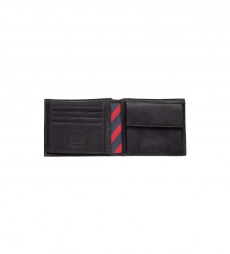 Tommy Hilfiger Składany skórzany portfel w trzech odcieniach czerni