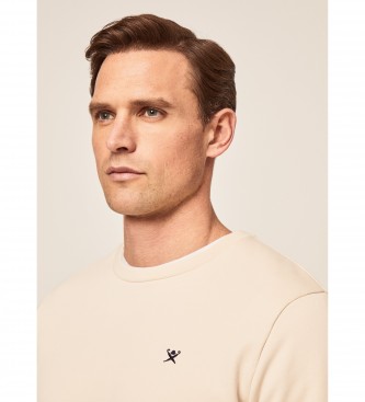 Hackett London Sweatshirt fleece logo broderi beige