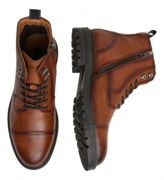 Pepe Jeans Botas de couro Logan castanhas