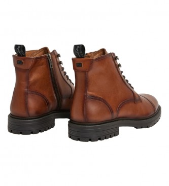 Pepe Jeans Brown Logan Leather Ankle Boots