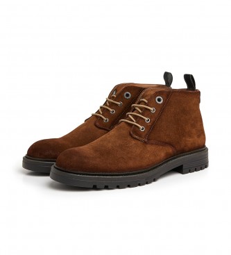 Pepe Jeans Logan Desert Leather Ankle Boots marron
