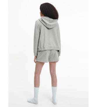 Calvin Klein Sweat-shirt en coton moderne Lounge Zip Up gris