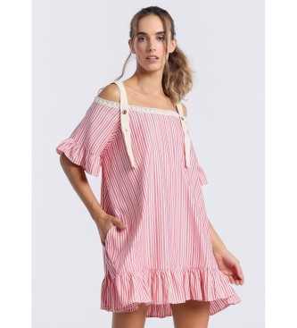 Lois Jeans Kort pink stribet kjole
