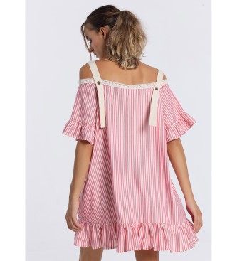 Lois Jeans Kort pink stribet kjole