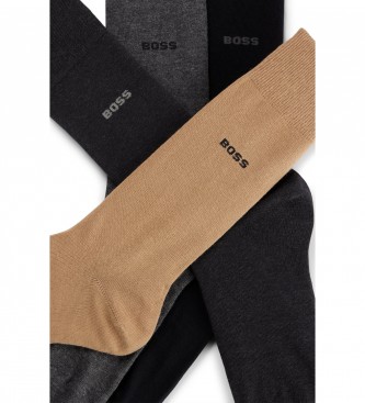 BOSS Pack 4 pares de meias GiftSet Uni Socks bege, cinzento, preto