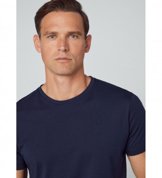 Hackett London T-shirt con logo ricamato blu navy