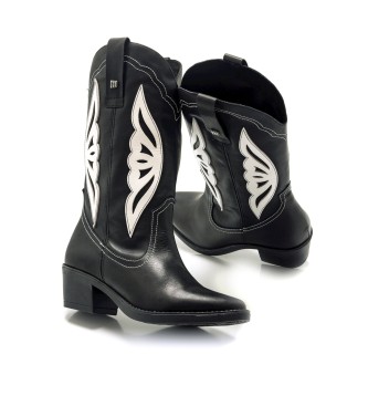 Mustang Teo leather boots black -Height heel 5cm