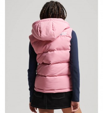 Superdry Vintage Everest Hooded Vest roze