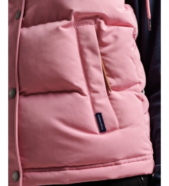 Superdry Chaleco con capucha Vintage Everest rosa