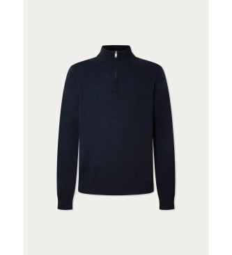 Hackett London Maglione con zip in misto lana merino blu scuro