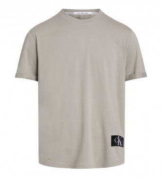 Calvin Klein Jeans Baumwoll-T-Shirt mit grauem Abzeichen