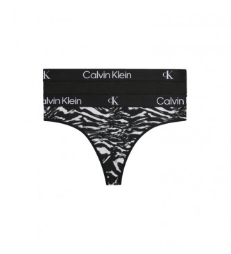 Calvin Klein Zestaw 2 sztuk stringów Ck96 czarny