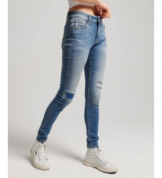 Superdry Medium-waisted skinny jeans van organisch katoen Vintage blauw