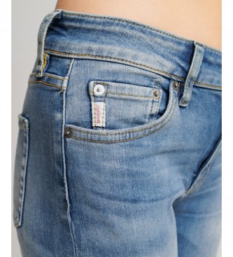 Superdry Jeans skinny vintage blu in cotone organico a vita media