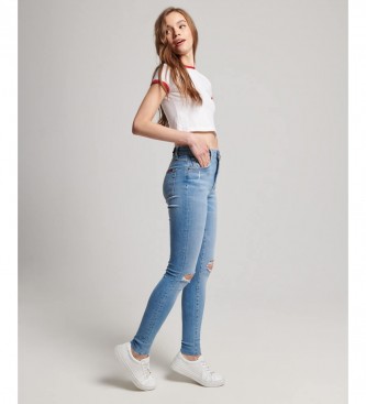 Superdry Skinny-Jeans mit hoher Taille aus blauer Bio-Baumwolle