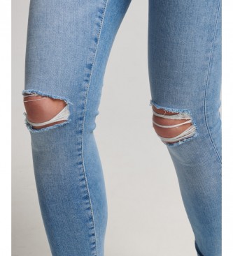 Superdry Skinny jeans met hoge taille in biologisch katoen blauw
