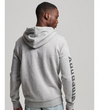 Superdry Gym Athletic grijs sweatshirt met capuchon, ritssluiting en logo