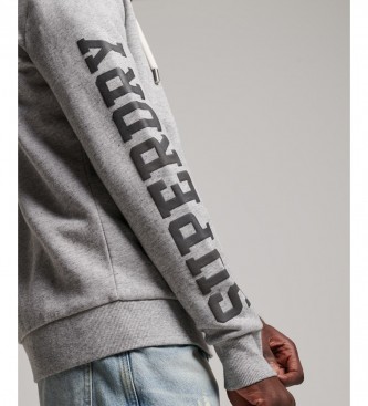 Superdry Gym Athletic grey hooded sweatshirt with zip and logo