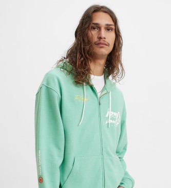 Levi's Sweatshirt com fecho de correr grfico e descontrado verde