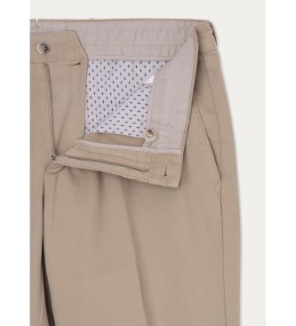 Hackett London Teksturowane beżowe spodnie