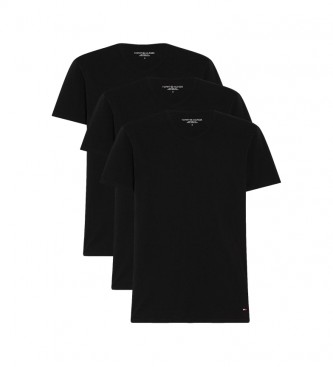 Tommy Hilfiger Pakke med 3 sorte T-shirts med V-udskring