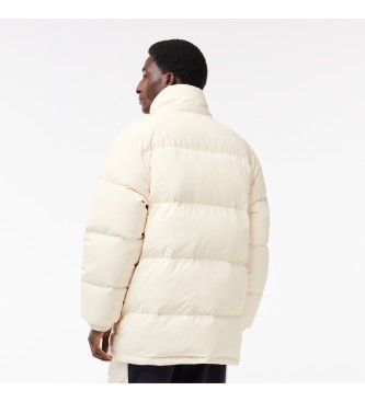 Lacoste Midi down jacket with removable hood white