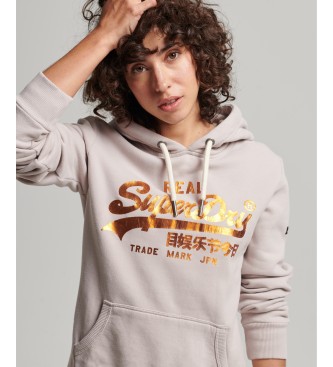 Superdry Sweatshirt med htte og beige kanter