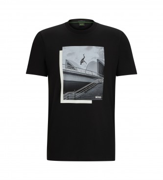 BOSS Bedrukt T-shirt met zwarte foto