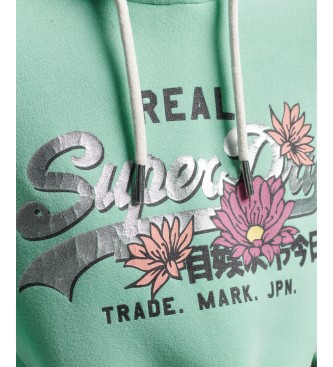 Superdry Vintage Narrative turquoise hooded sweatshirt with logo