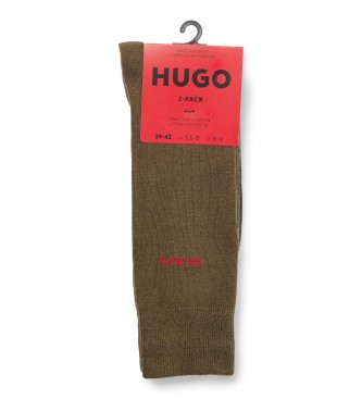 HUGO Confezione da 2 paia di calzini lunghi verdi