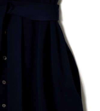 Lacoste Vestido de piqu com cinto azul-marinho