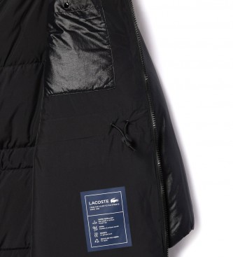 Lacoste Chaqueta larga oversized de plumn con cintura ajustable negro