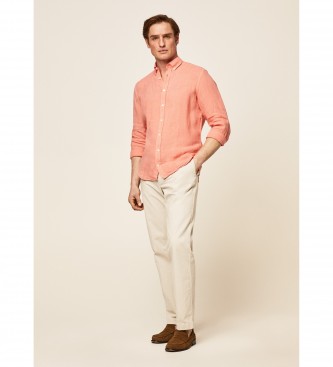 Hackett Linen Fit Slim Shirt orange