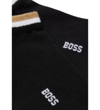 BOSS Conjunto de 2 pares de meias s riscas pretas