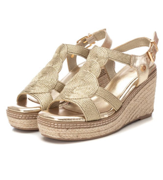 Xti Sandals 142320 gold -Height 10cm wedge
