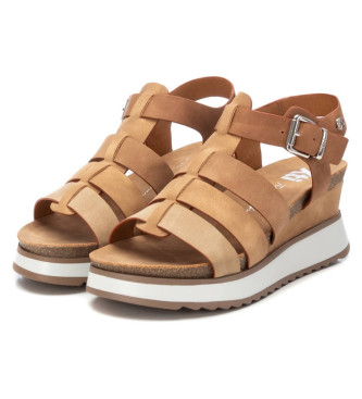 Xti Sandals 142826 brown -Height 7cm wedge