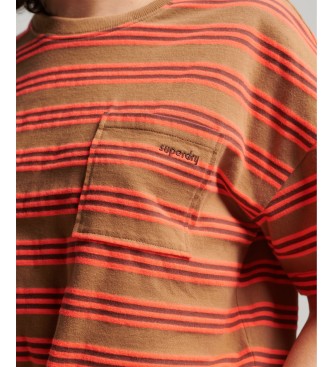 Superdry T-shirt i kologisk bomuld med firkantet snit og knude foran Vintage brun, orange