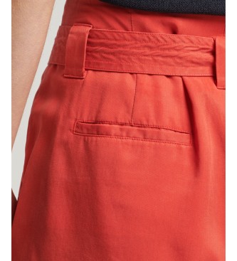 Superdry Pantalones cortos de estilo paperbag rojo