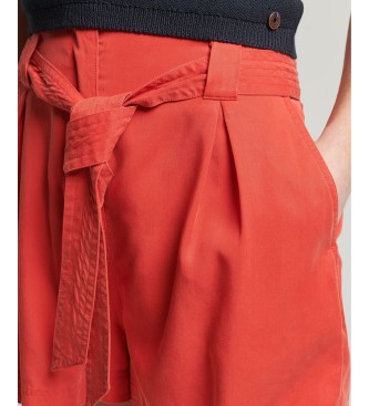 Superdry Pantalones cortos de estilo paperbag rojo