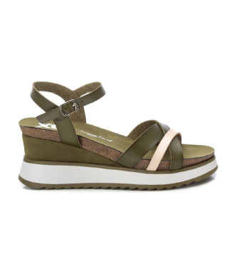 Xti Sandals 142748 green -Height wedge 6cm