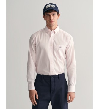 Gant Camisa de popelina Regular Fit Banker Stripe rosa claro
