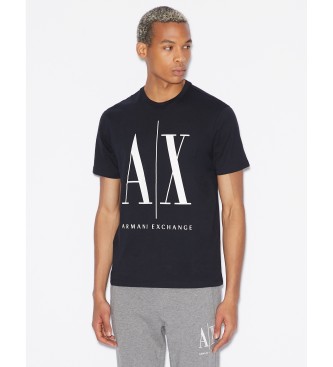Armani Exchange Stickad T-shirt med normal passform Vanlig marinbl frg