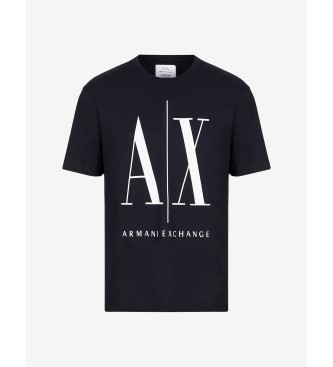 Armani Exchange Regular fit knit T-shirt Plain navy colour
