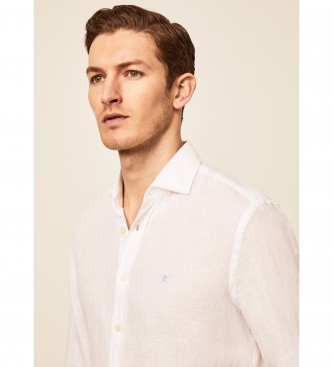 Hackett London Lniana koszula slim w kolorze białym