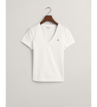 Gant Camiseta Shield con cuello de pico blanco