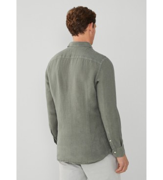 Hackett London Camisa Garment Dye verde