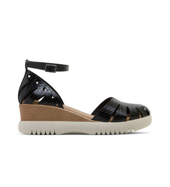 porronet Leather sandals Edna black -Height 5cm