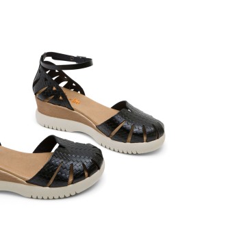 porronet Lder sandaler Edna svart -Hjd 5cm